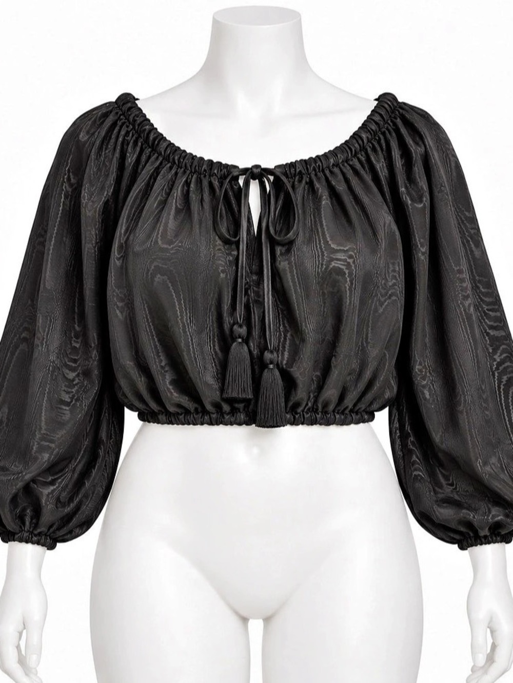 Free Assembly Black Puff Sleeve Crop Top Size XXL (20) Like New